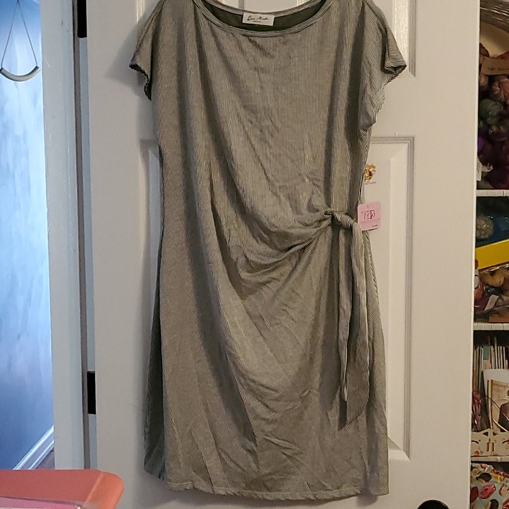 Gray Striped Short Dress